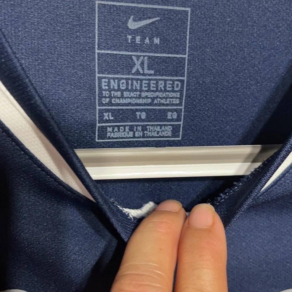 Nike Team Engineered Texas Baseball Jersey Navy Blue‎ V-Neck Shirt XL 14